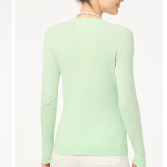 JCREW Pale Green Crewneck 100% Cotton Teddie Sweater Women's Medium - Picture 5 of 5